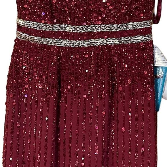 Mac Duggal Size 2 NEW Sleeveless Beaded Midi Sheath Dress 10509 Burgundy NWT - Picture 7 of 9